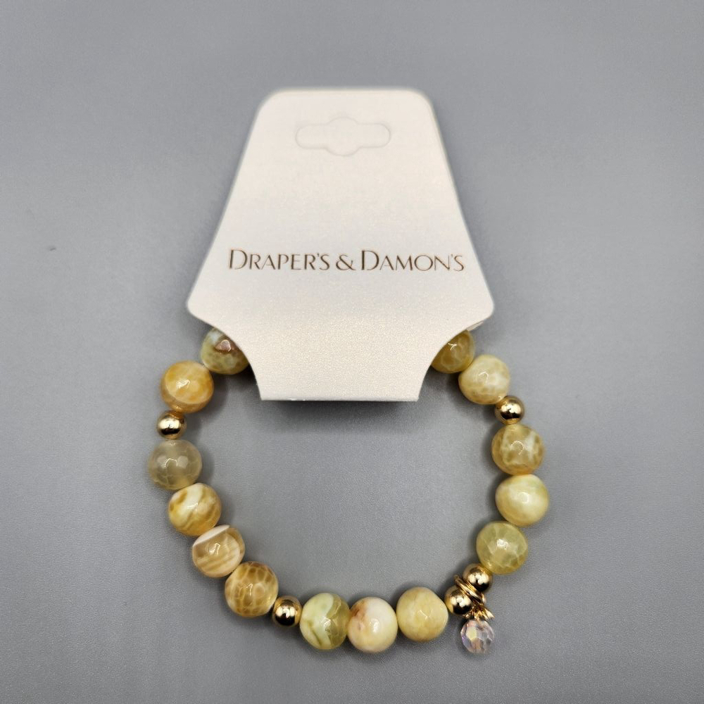 Drapers & Damon Yellow Marbled Textured Beaded Stretch Bracelet